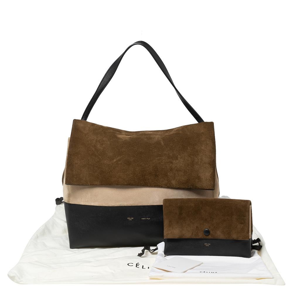 Celine Tricolor Leather And Suede All Soft Shoulder Bag and Pouch 5