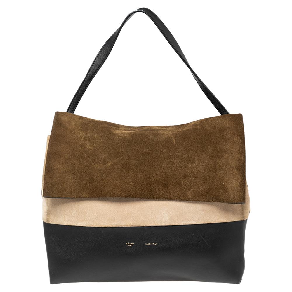 Celine Tricolor Leather And Suede All Soft Shoulder Bag and Pouch 6