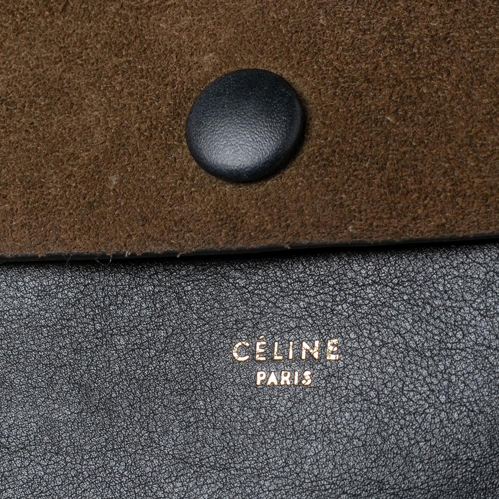 Black Celine Tricolor Leather And Suede All Soft Shoulder Bag and Pouch