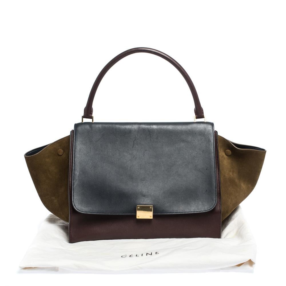 Celine Tricolor Leather and Suede Large Trapeze Bag 4