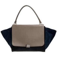Celine Tricolor Leather and Suede Large Trapeze Bag
