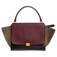 Celine Tricolor Leather and Suede Large Trapeze Bag