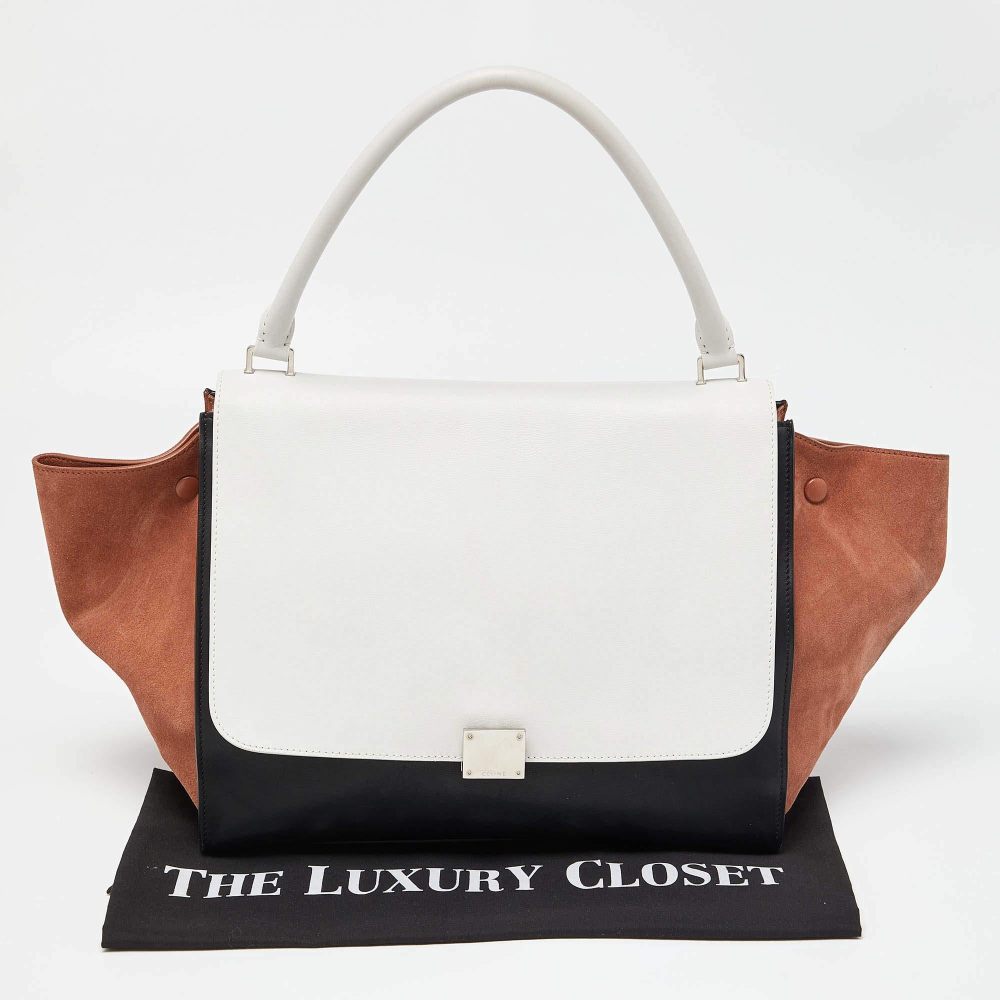 Celine Tricolor Leather and Suede Large Trapeze Top Handle Bag 6