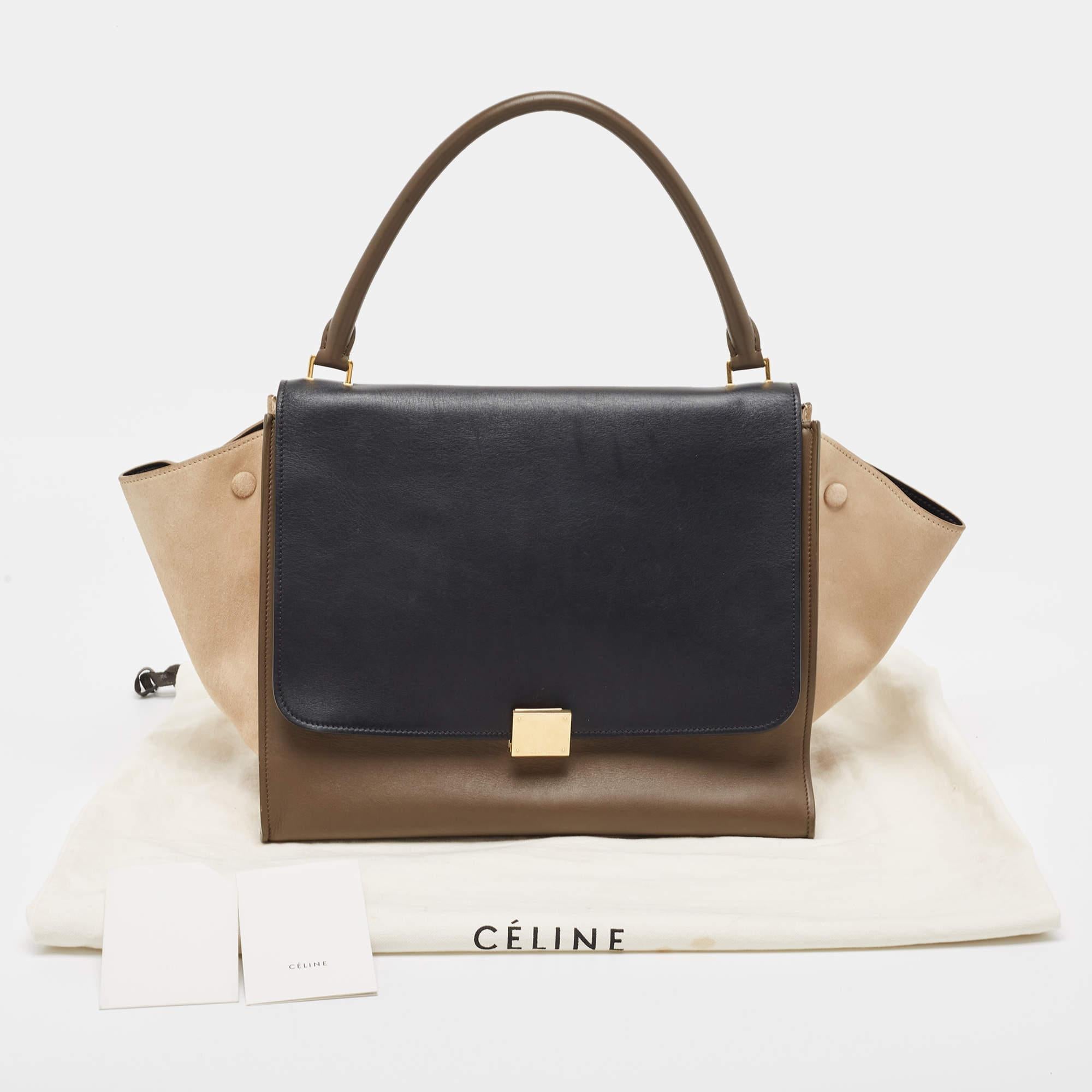 Celine Tricolor Leather and Suede Large Trapeze Top Handle Bag 5
