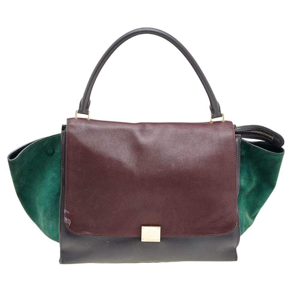 Celine Tricolor Leather And Suede Large Trapeze Top Handle Bag
