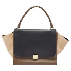 Celine Tricolor Leather and Suede Large Trapeze Top Handle Bag