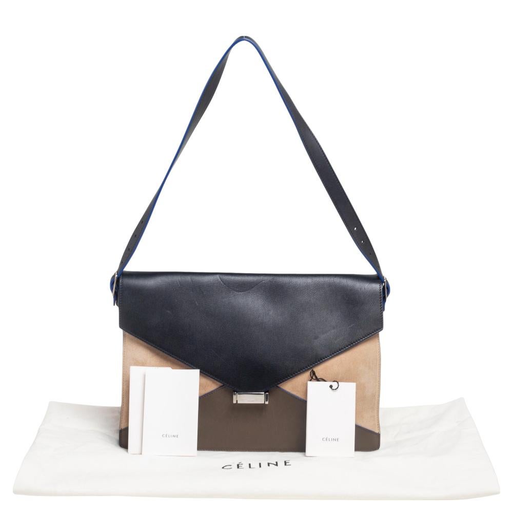 Celine Tricolor Leather and Suede Medium Diamond Shoulder Bag 4