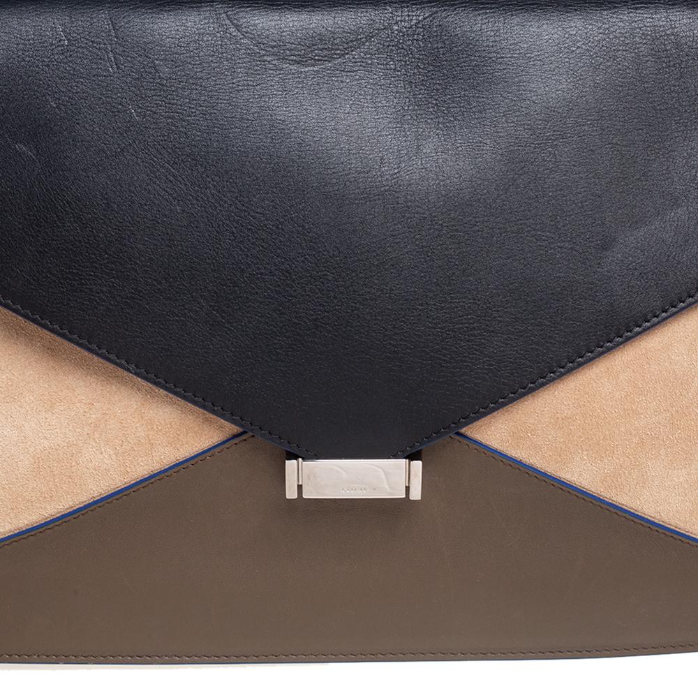 Celine Tricolor Leather and Suede Medium Diamond Shoulder Bag In Good Condition In Dubai, Al Qouz 2
