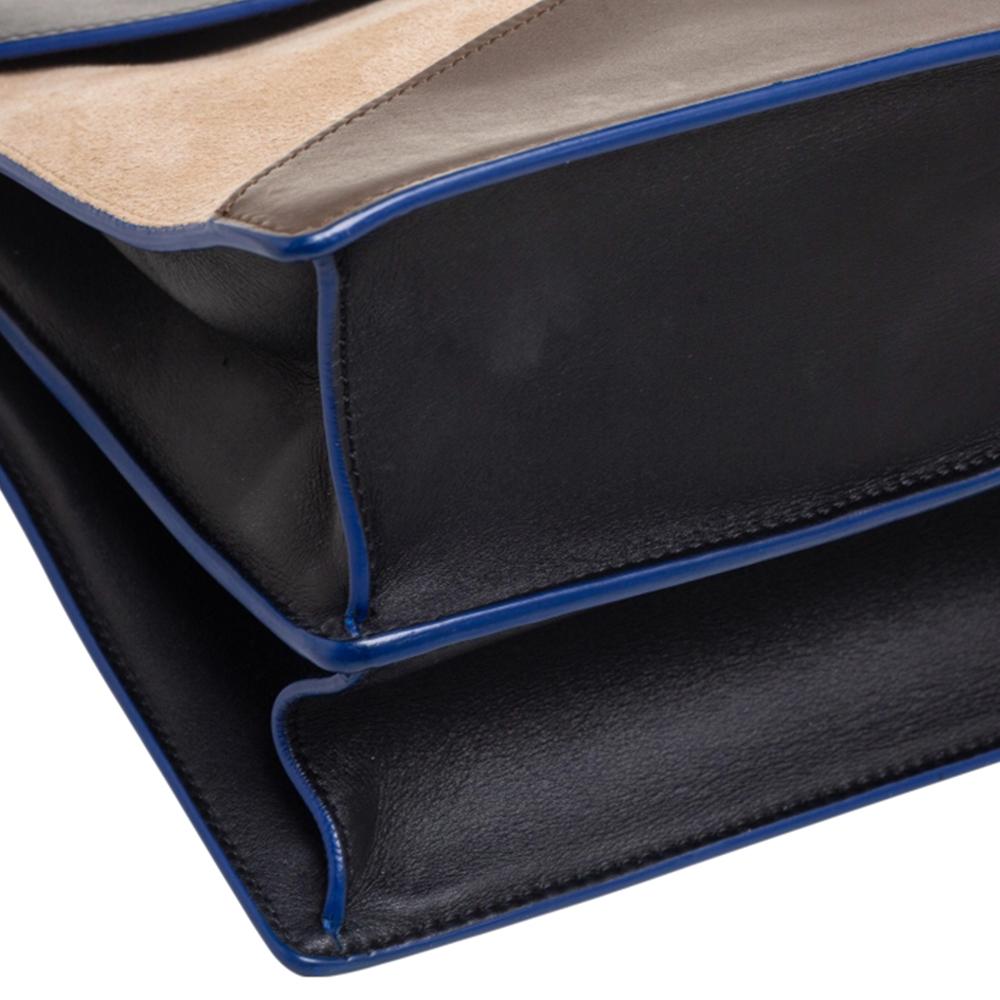 Celine Tricolor Leather and Suede Medium Diamond Shoulder Bag 1