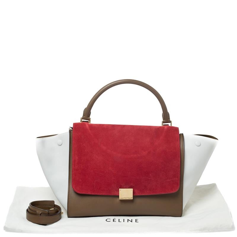 Celine Tricolor Leather and Suede Medium Trapeze Bag 6