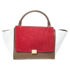 Celine Tricolor Leather and Suede Medium Trapeze Bag