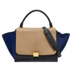 Celine Tricolor Leather and Suede Medium Trapeze Bag,