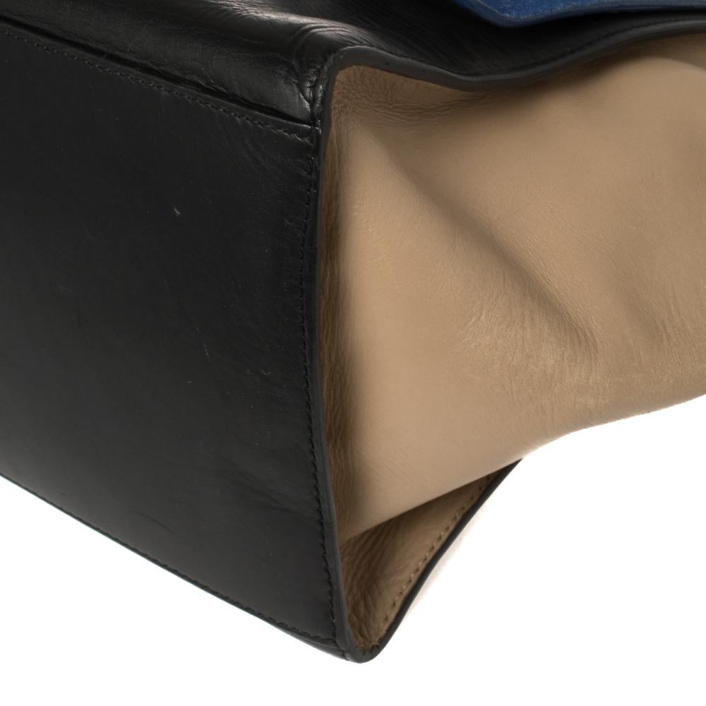 Celine Tricolor Leather and Suede Medium Trapeze Top Handle Bag 8
