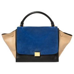 Celine Tricolor Leather and Suede Medium Trapeze Top Handle Bag Celine Tricolor Leather and Suede Medium Trapeze Top Handle Bag