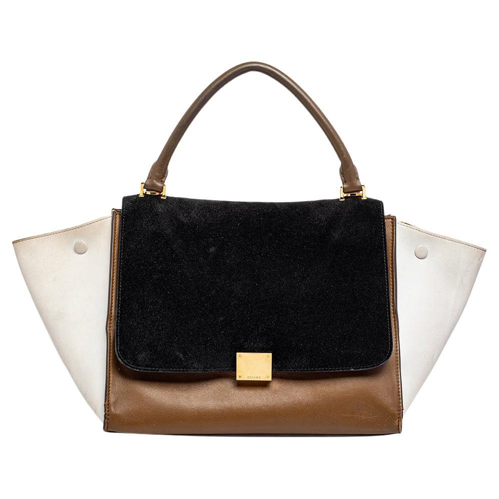 Celine Black Leather Medium Edge Top Handle Bag at 1stDibs