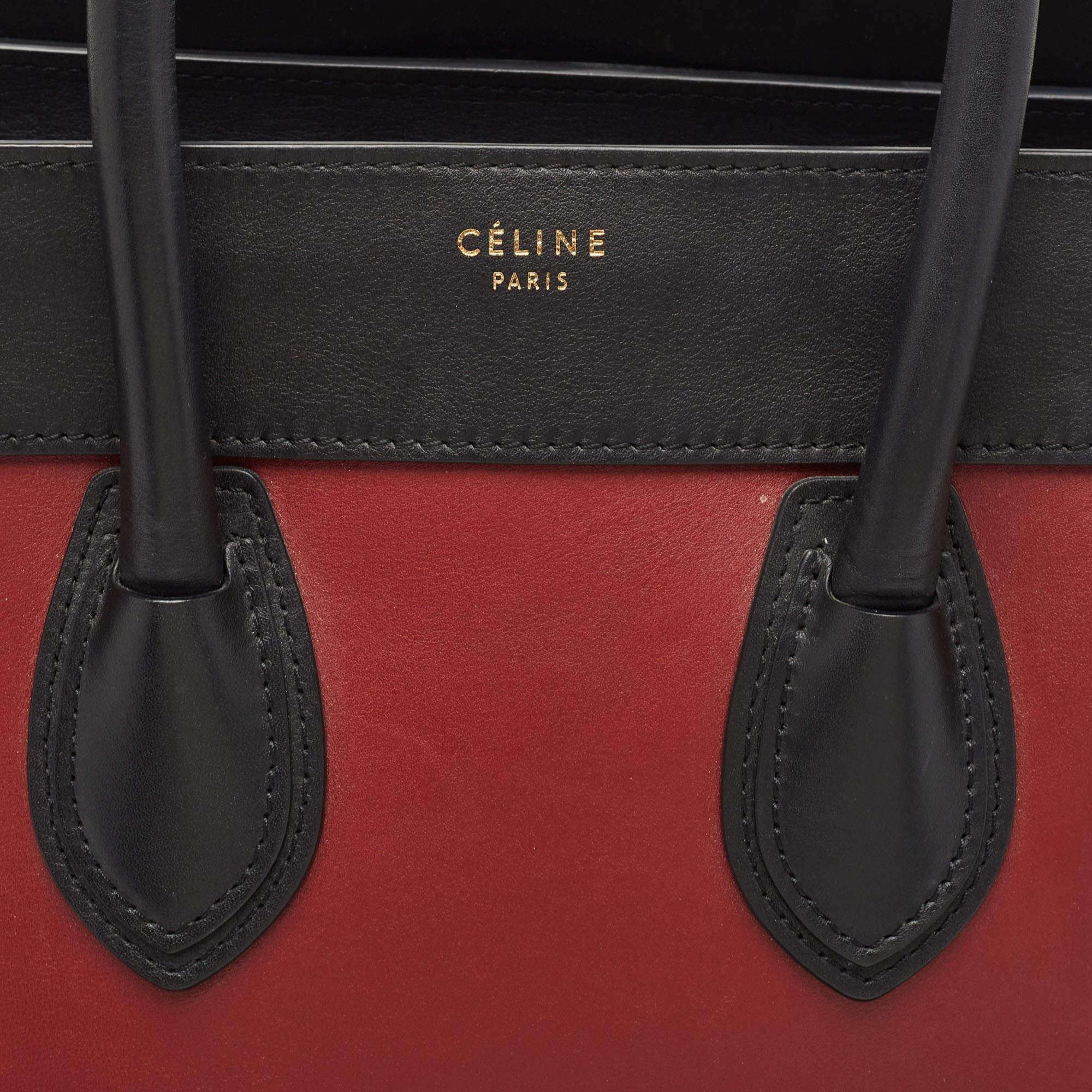 Celine Tricolor Leather and Suede Mini Luggage Tote For Sale 6