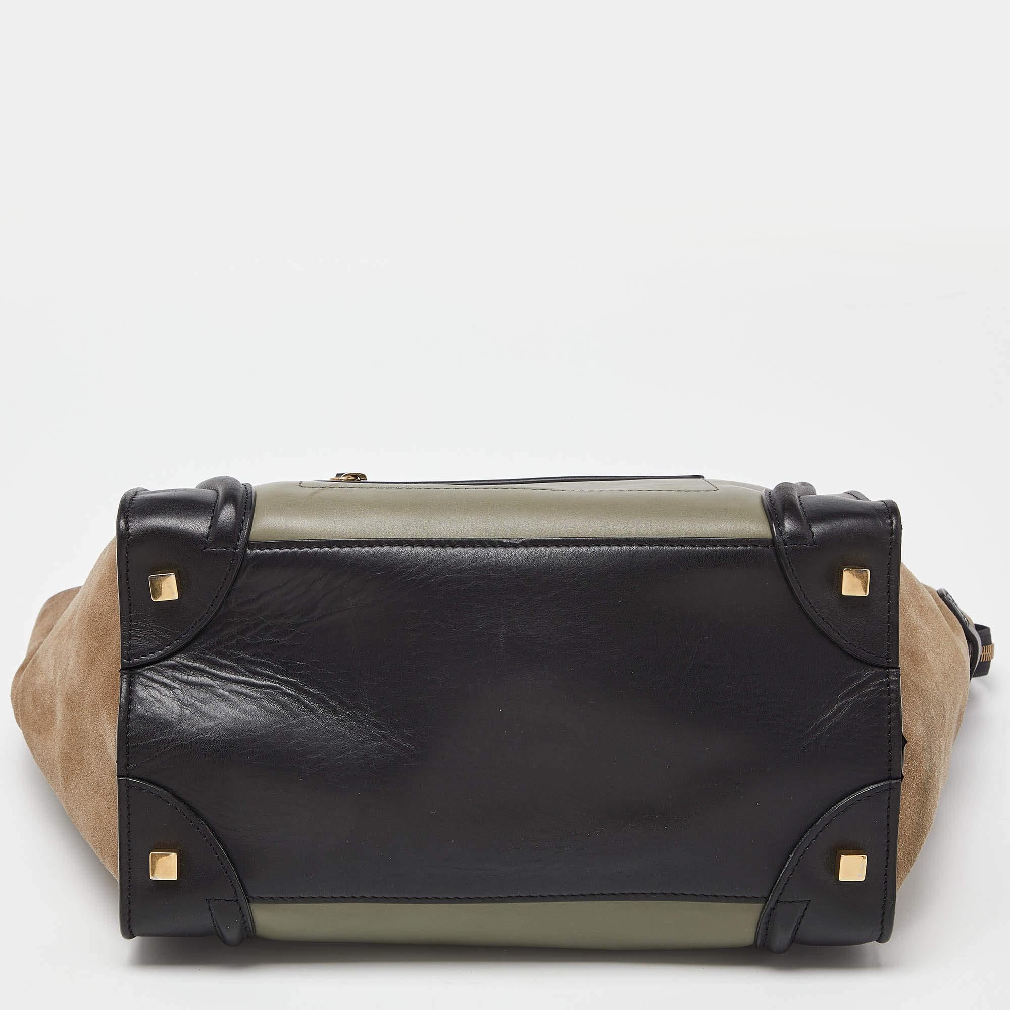 Celine Tricolor Leather and Suede Mini Luggage Tote 1
