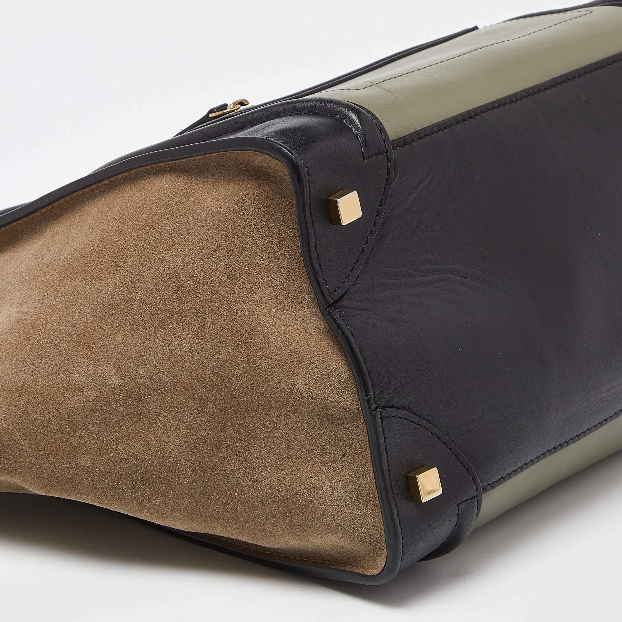Celine Tricolor Leather and Suede Mini Luggage Tote 4