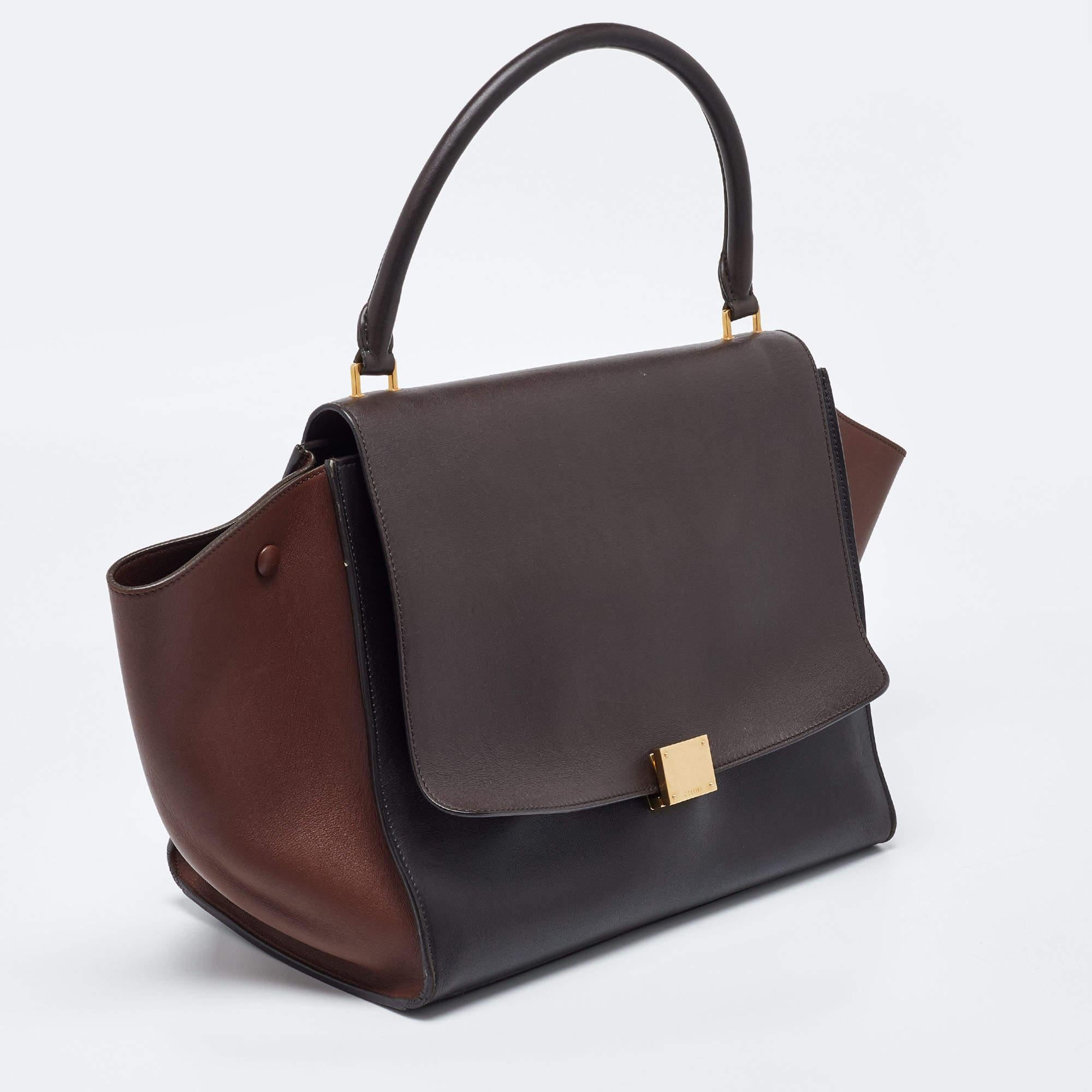 Celine Tricolor Leather Large Trapeze Top Handle Bag For Sale 12