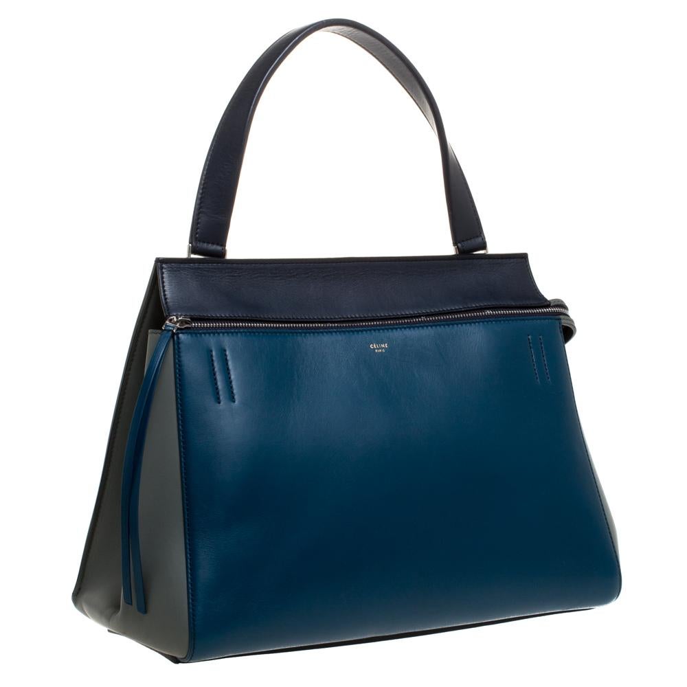 Blue Celine Tricolor Leather Medium Edge Bag