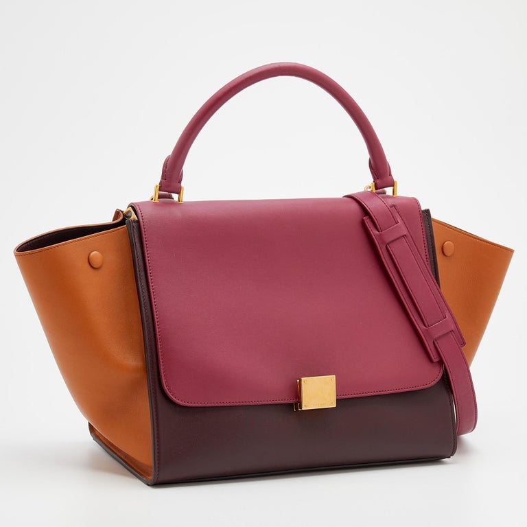Celine Tricolor Leather Medium Trapeze Top Handle Bag For Sale at 1stDibs
