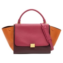 Celine Tricolor Leather Medium Trapeze Top Handle Bag
