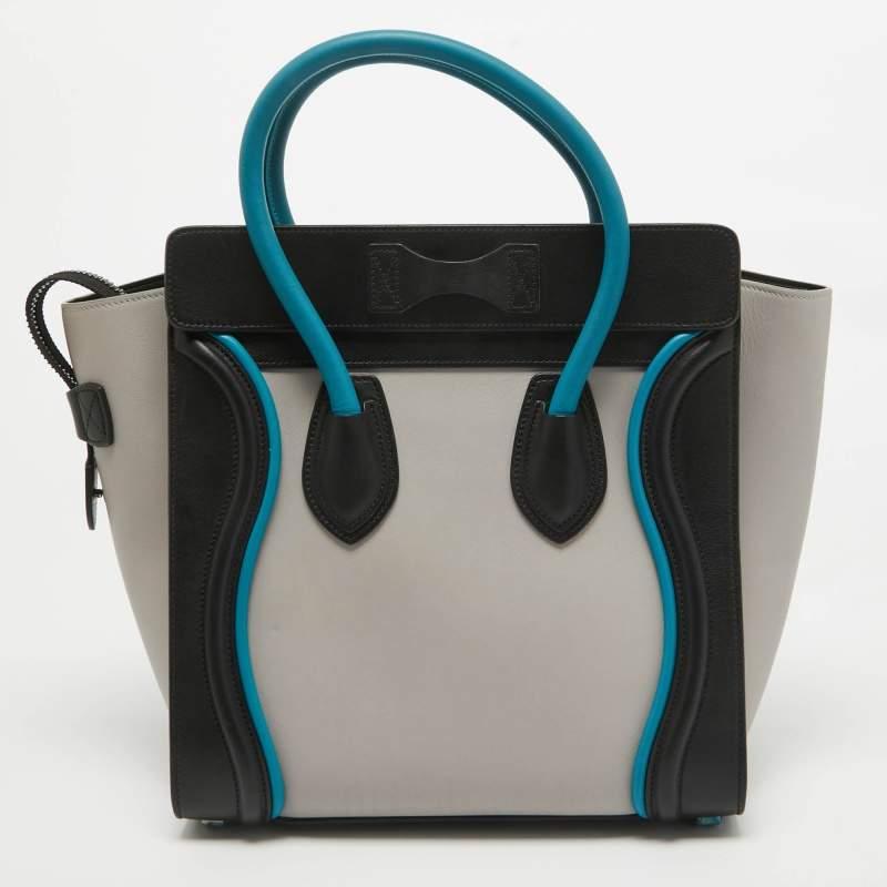 Celine Tricolor Leather Micro Luggage Tote In Excellent Condition In Dubai, Al Qouz 2