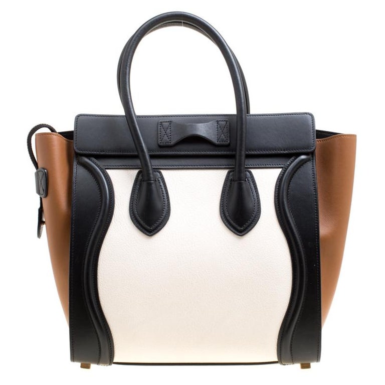 Celine Tricolor Leather Micro Luggage Tote For Sale at 1stDibs