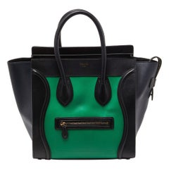 Celine Tricolor Mini-Gepäcktasche aus Leder