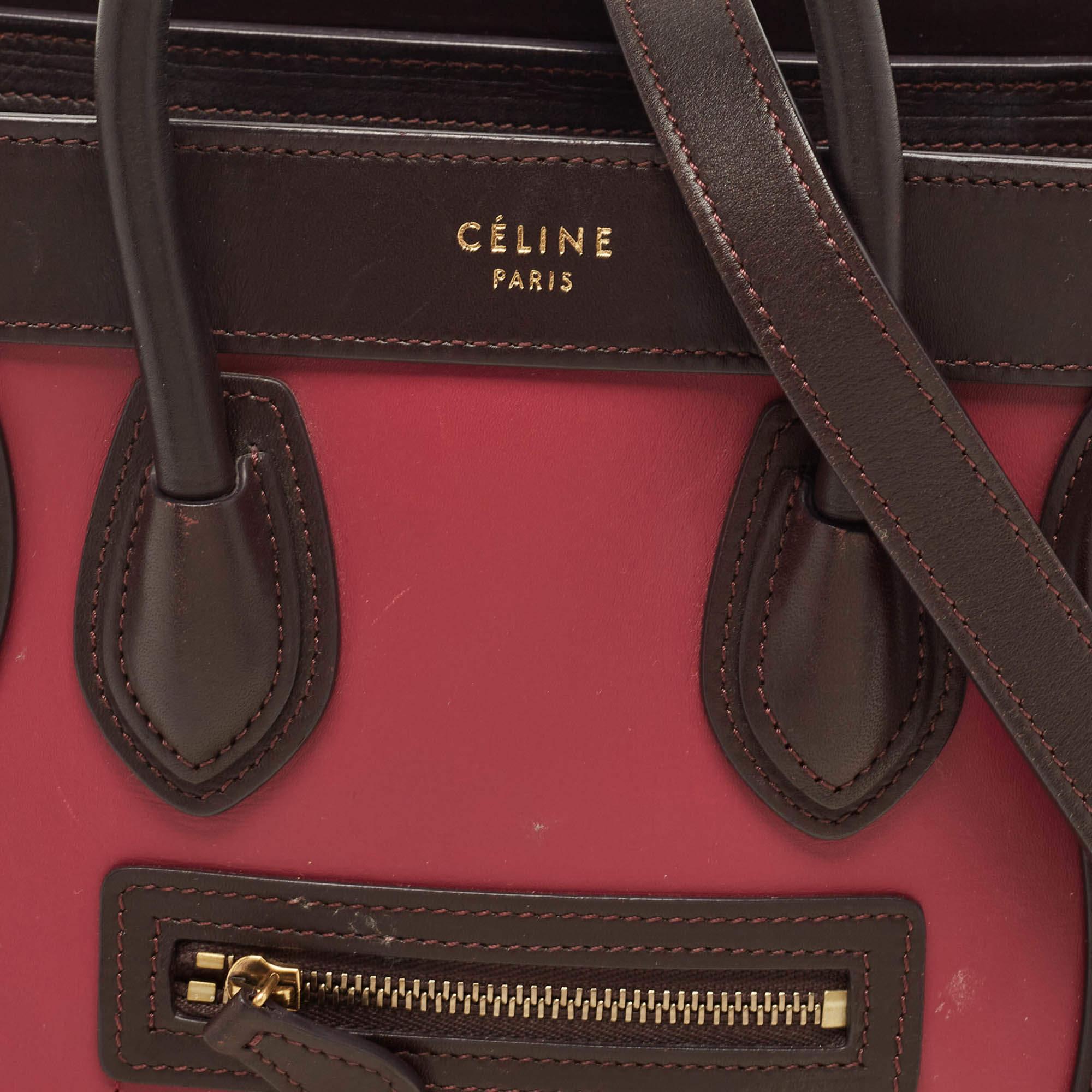 Celine Tricolor Leather Nano Luggage Tote 15