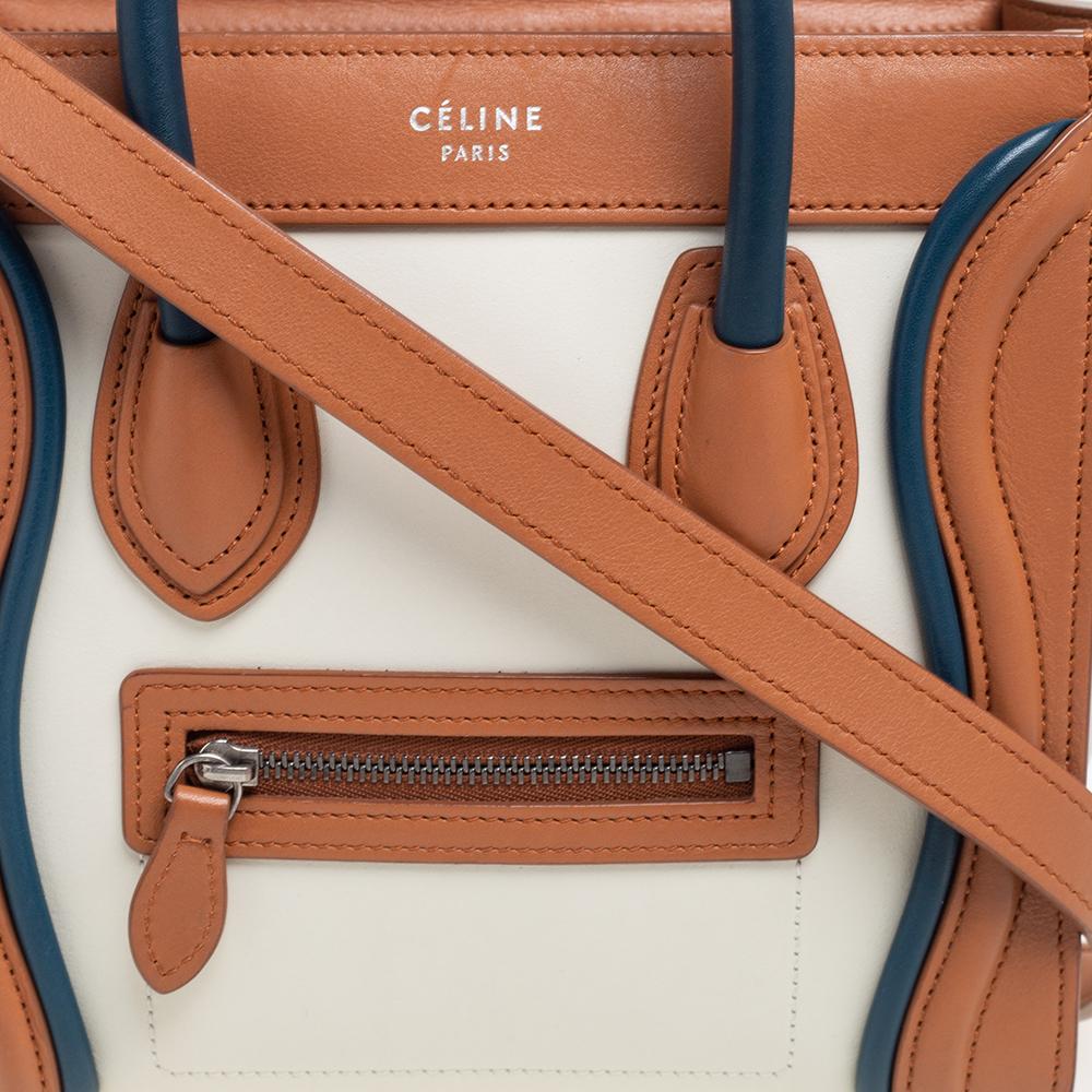 Celine Tricolor Leather Nano Luggage Tote In Good Condition In Dubai, Al Qouz 2
