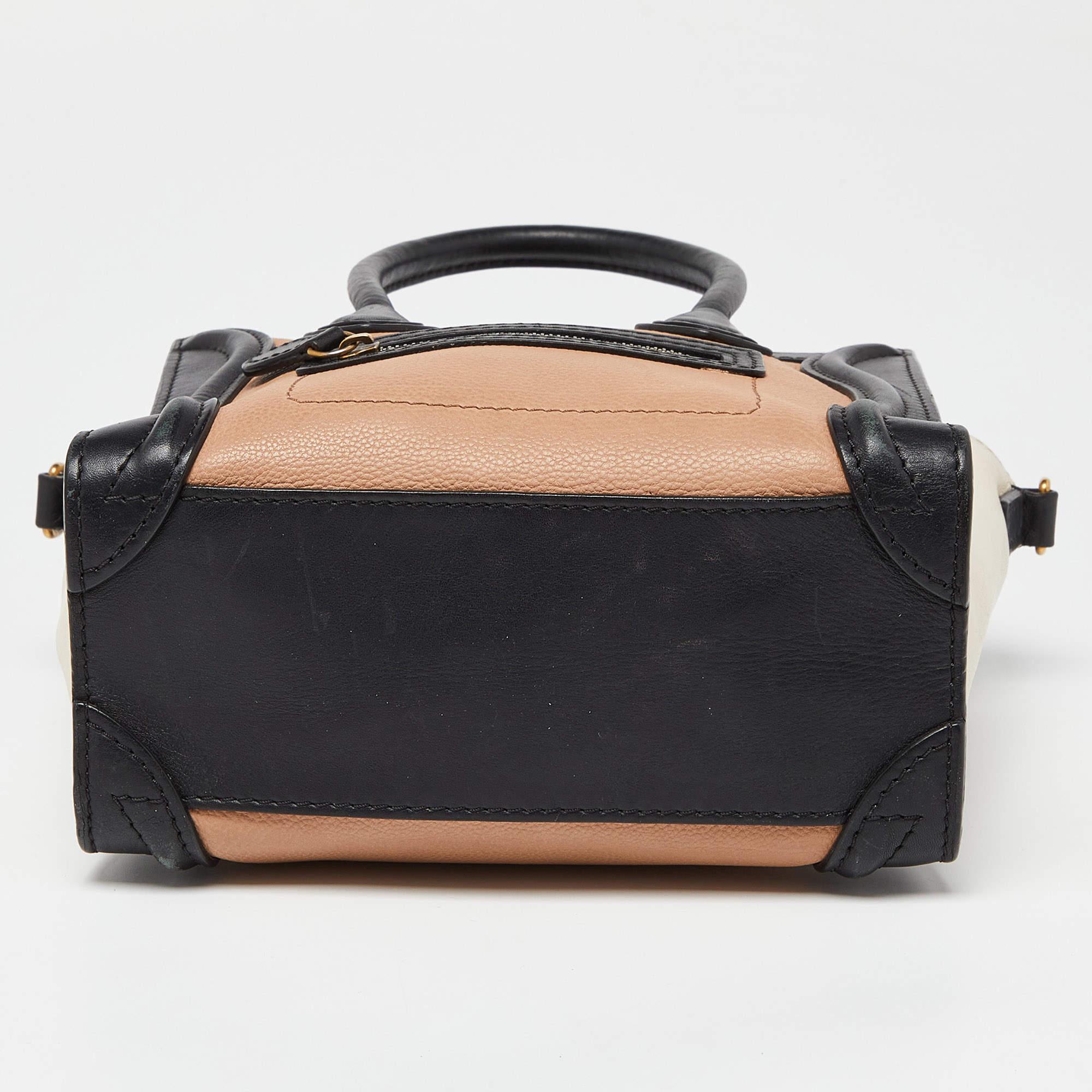 Celine Tricolor Leather Nano Luggage Tote 4