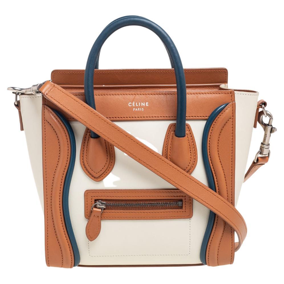 Celine Tricolor Leather Nano Luggage Tote