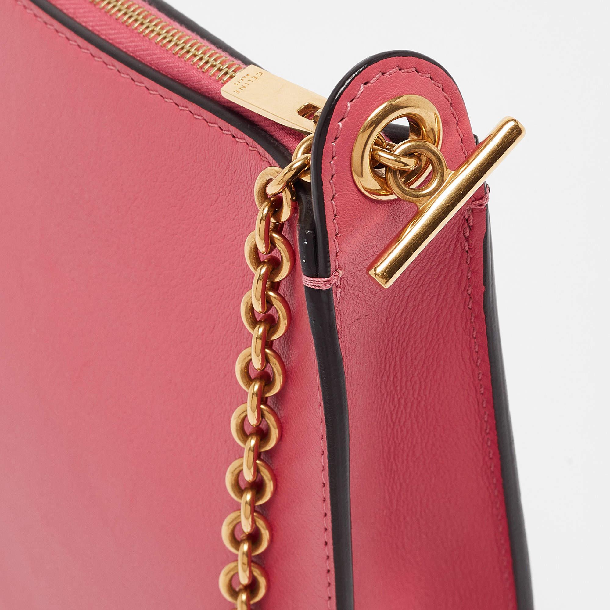 Bolso de hombro tipo sobre con bolsillo de piel tricolor Celine 2
