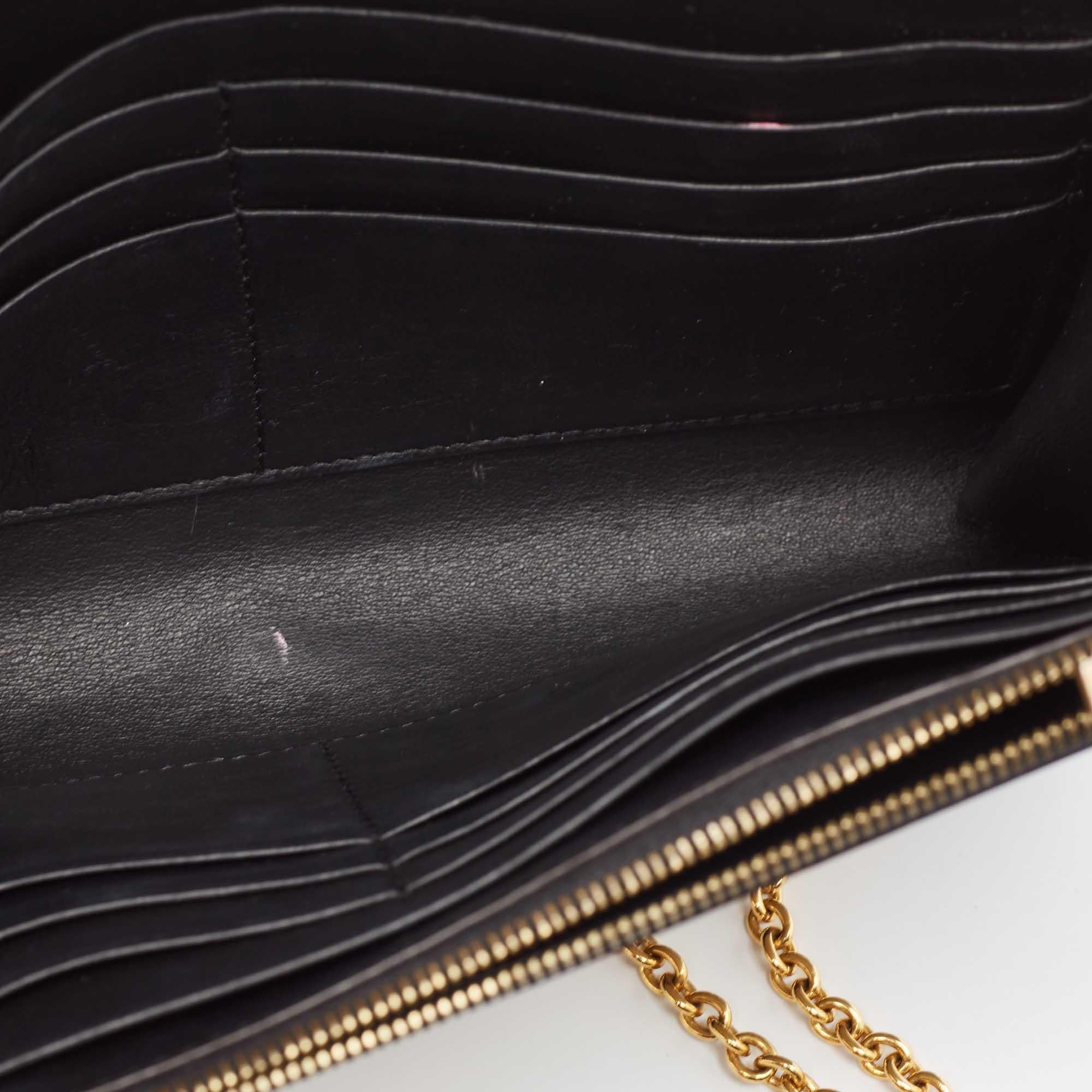Celine Tricolor Leather Pocket Envelope Wallet On Chain 3