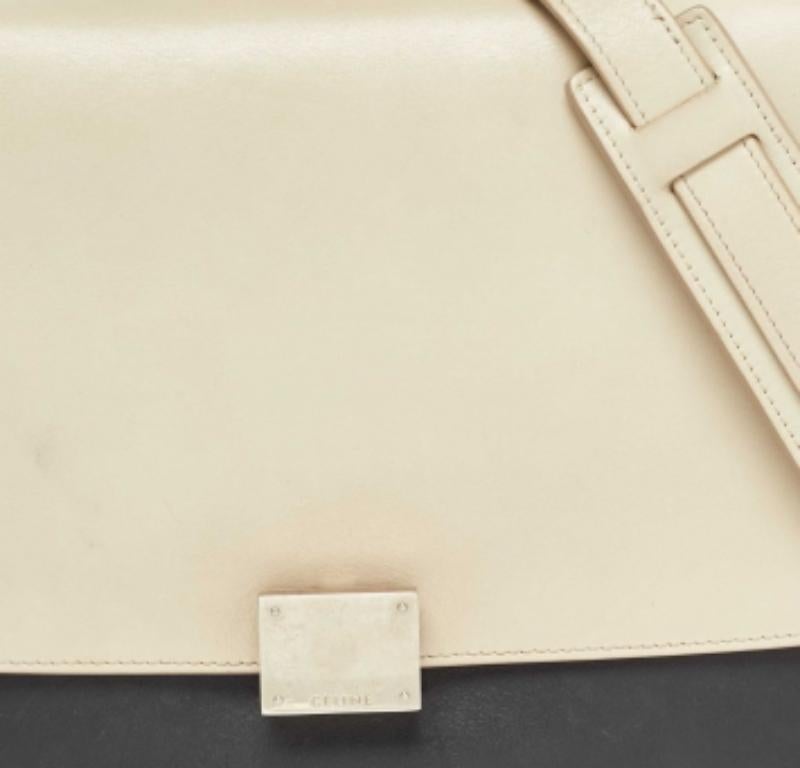 Celine Tricolor Ledertasche mit kleinem Trapezgriff oben (Beige) im Angebot