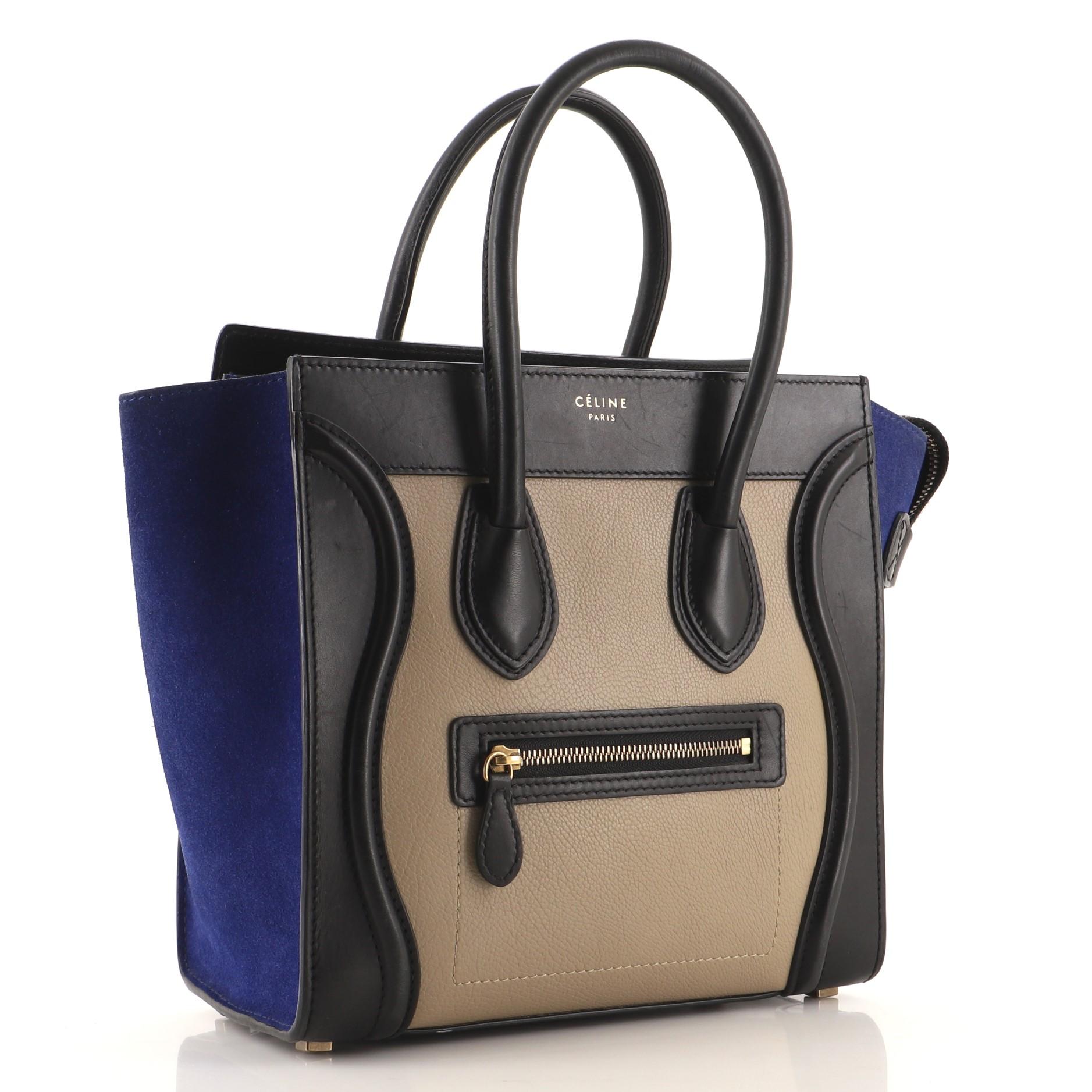 Celine Tricolor Luggage Bag Leather Micro