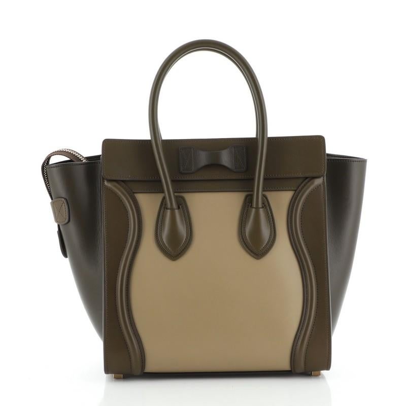 Brown Celine Tricolor Luggage Bag Leather Micro
