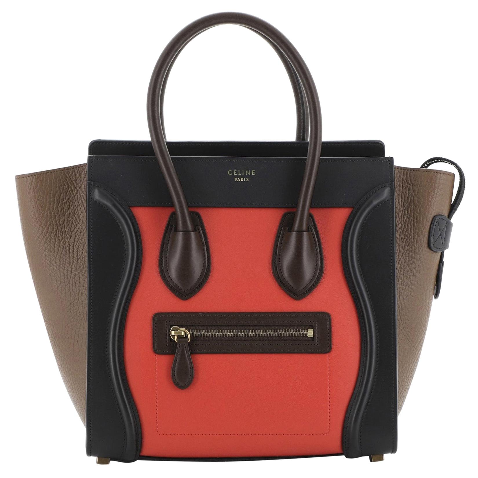 Celine Tricolor Luggage Bag Leather Micro