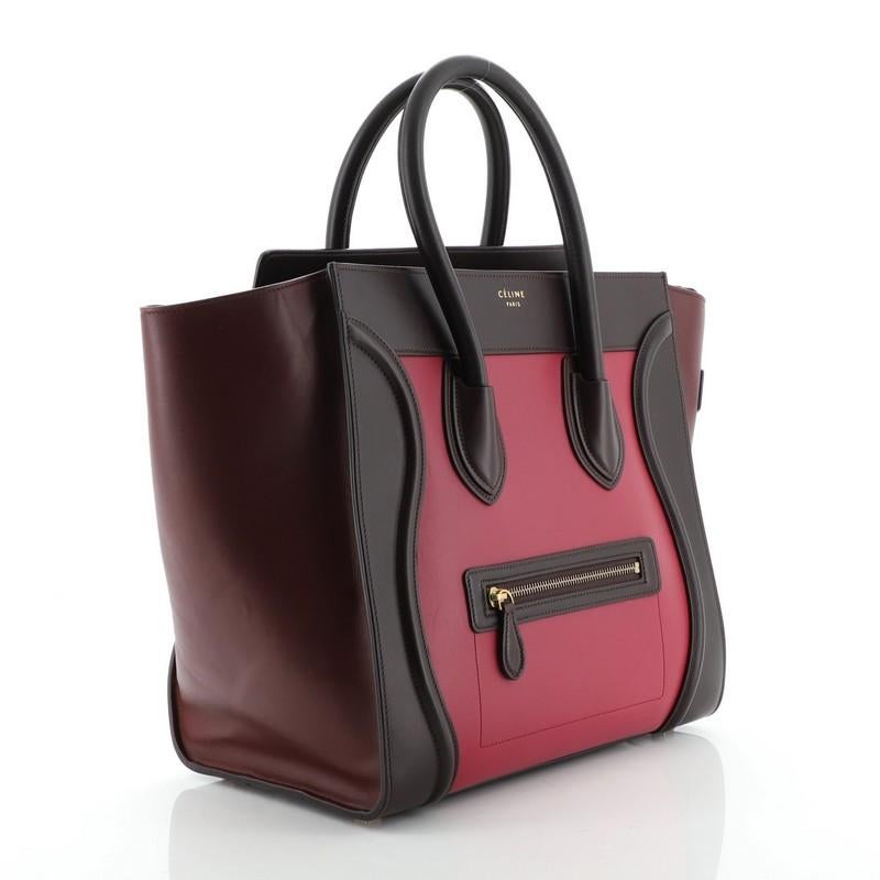 Black Celine Tricolor Luggage Bag Leather Mini