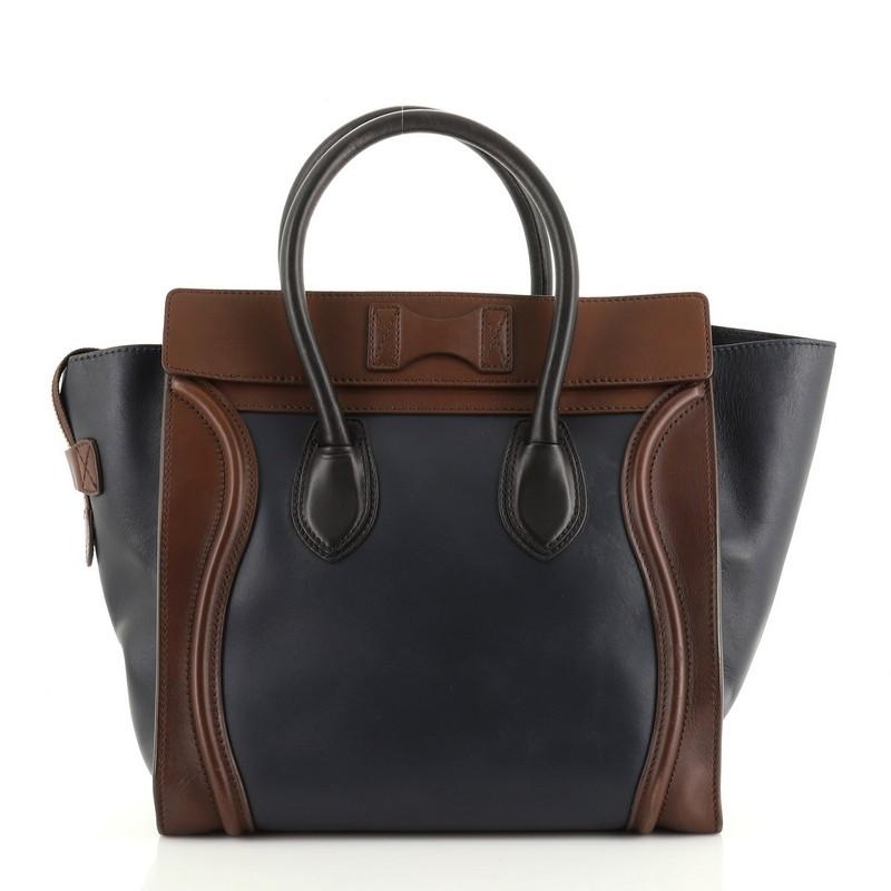 Black Celine Tricolor Luggage Bag Leather Mini