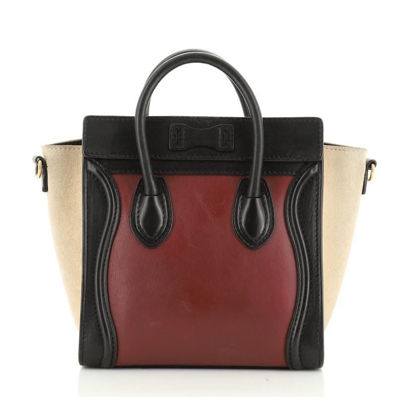 Black Celine Tricolor Luggage Bag Leather Nano 