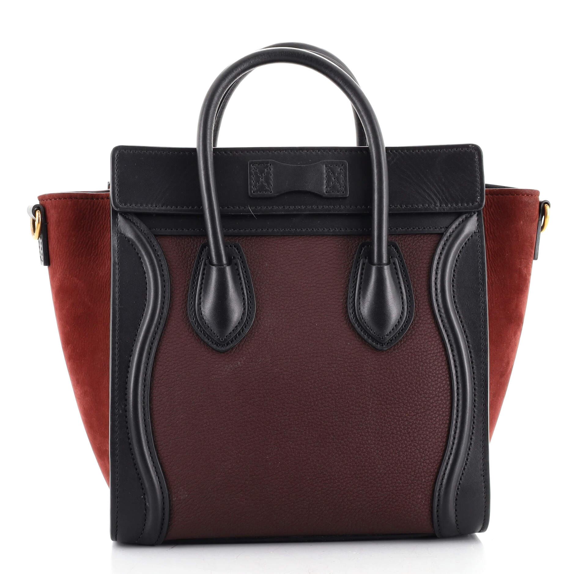 Black Celine Tricolor Luggage Bag Leather Nano