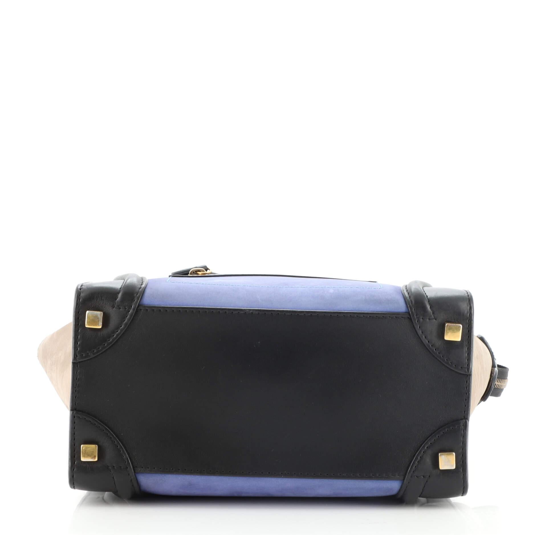 Black Celine Tricolor Luggage Bag Nubuck Micro