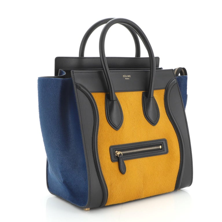 Celine Tricolor Luggage Bag Pony Hair and Leather Mini For Sale at 1stDibs