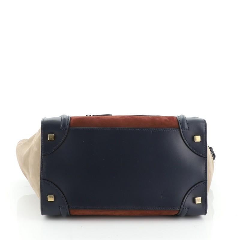 Celine Tricolor Luggage Bag Suede Mini In Good Condition In NY, NY