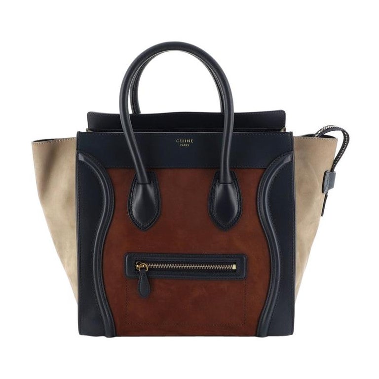 Celine Tricolor Luggage Bag Suede Mini For Sale at 1stdibs