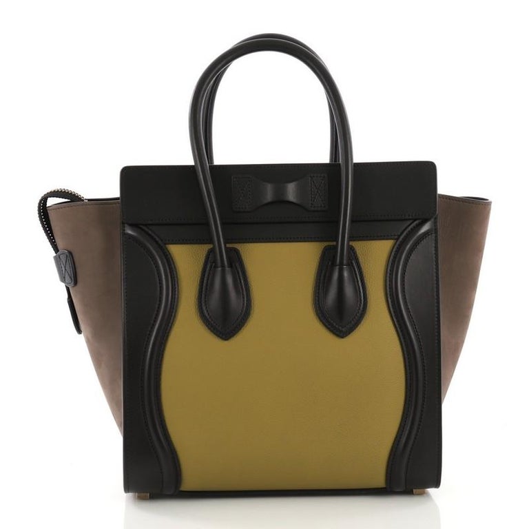 Celine Tricolor Luggage Handbag Leather Micro At 1stdibs Celine Tricolor Luggage Handbag Leather Micro In Good Condition For New York Ny