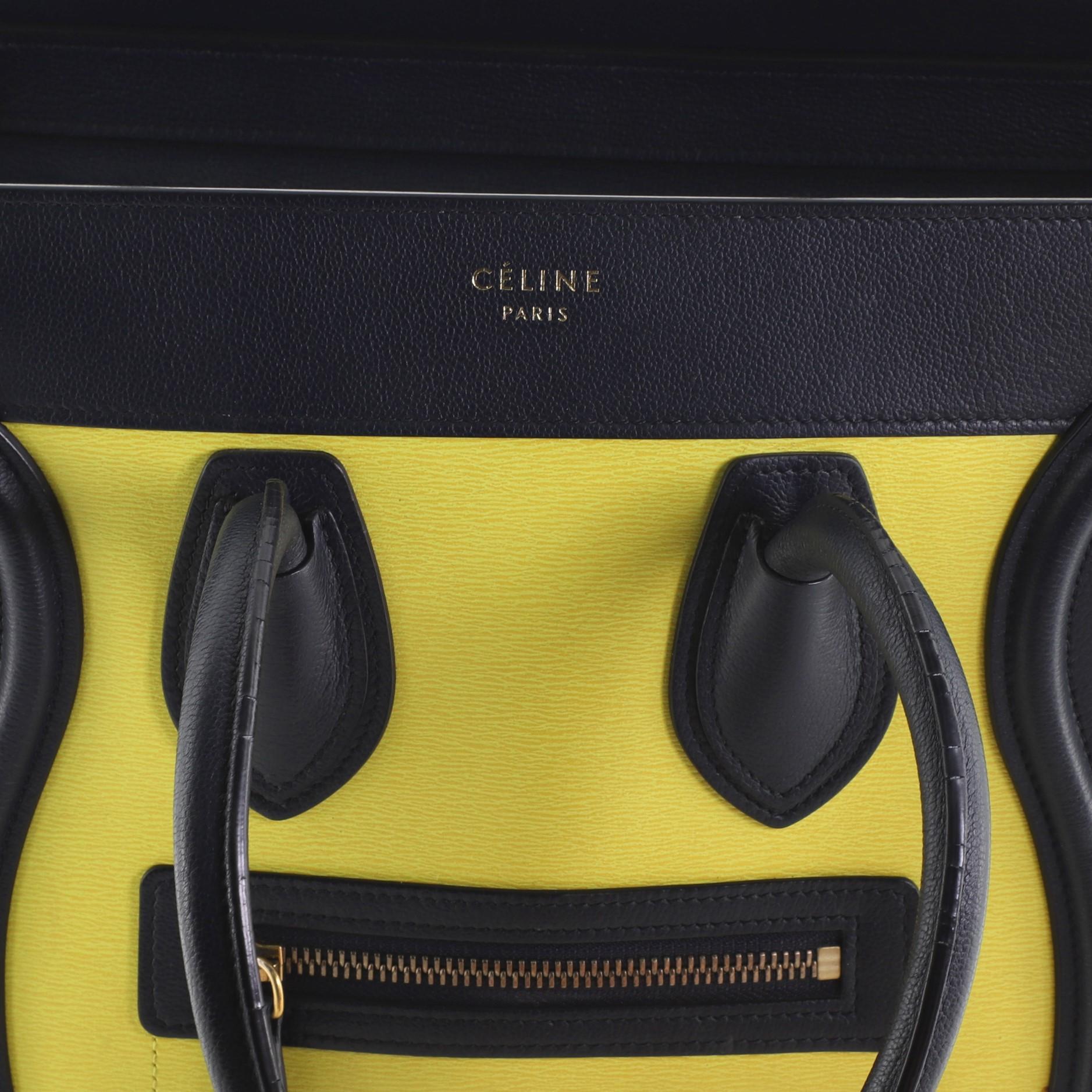 Celine Tricolor Luggage Handbag Leather Micro 3