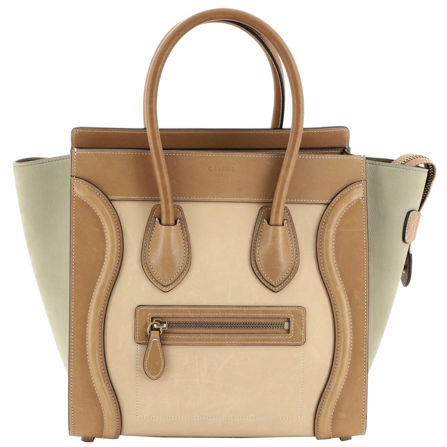 Celine Tricolor Luggage Handbag Leather Micro